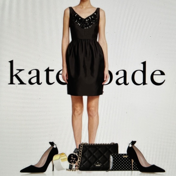 Kate Spade Embellished Cupcake Dress Take a Walk on the Wild Side Black Sz14 NWT - Picture 1 of 16